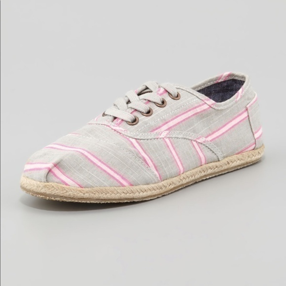 Toms Cordones Striped Canvas Oxfords Pink 5.5